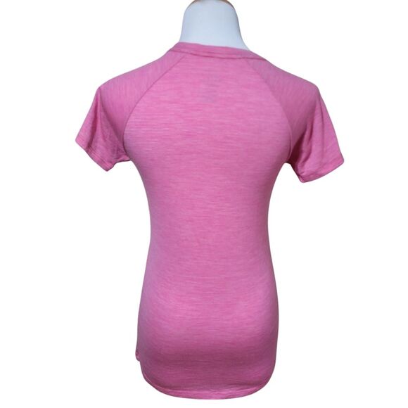 Woolx Merino Wool V-Neck Striped Tee Activewear Top Breathable Pink XSmall - Picture 3 of 7